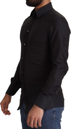 Dolce & Gabbana Mens Black Gold Cotton Slim Dress Formal Shirt
