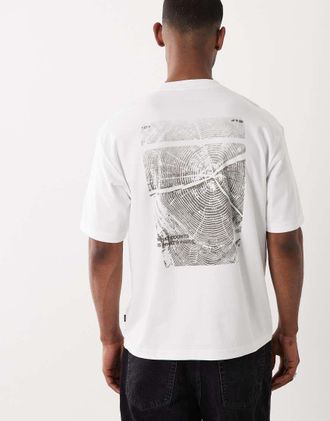 Boss Orange by Hugo Boss T-shirt bianca con stampa Citylights sul petto-Bianco