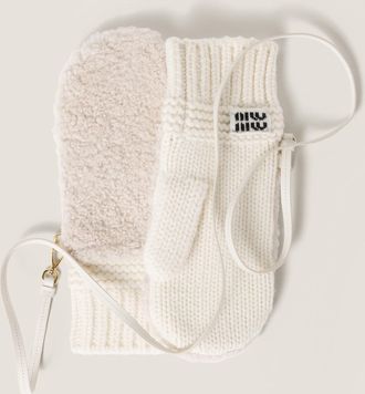 Miu Miu Wool, cashmere and shearling mittens