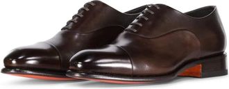 Santoni Antieke Leren Oxfords - Heren - Nette schoenen - Bruin - 42 1/2 EU - Leer - Schoenen