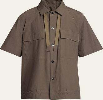sacai Mens Drawstring Short-Sleeve Utility Shirt