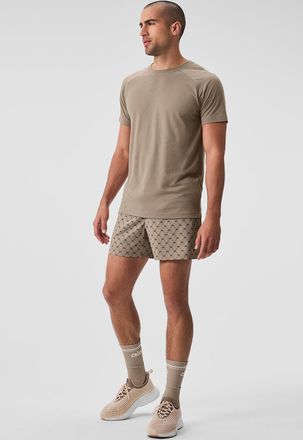 Alo | Triumph Raglan T-Shirt in Gravel Beige, Size: Medium