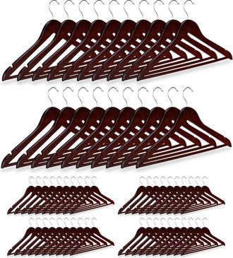 Relaxdays Pack De 60 Perchas Ropa Para Pantalones Y Camisas, Marr&oacute;n, 23 X 44 X 1 Cm