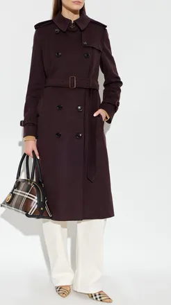 Burberry Cashmere Coat Kensington, Womens, Purple