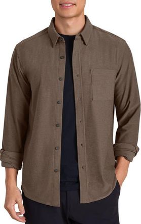 Rhone WFH Knit Button-Up Shirt in Mushroom Brown at Nordstrom, Size Xx-Large