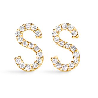 House of Brilliance 10K Gold 1/10 Cttw Diamond Initial A to Z Stud Earring