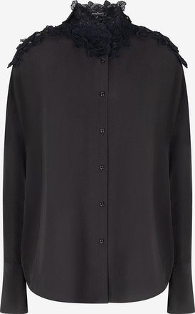 Ermanno Scervino Oversize-Hemd aus Seidencr&ecirc;pe und Bl&uuml;tenspitze