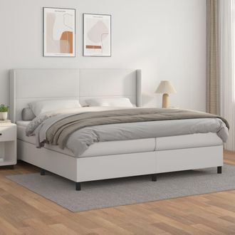 vidaXL Cama Box Spring Con Colch&oacute;n Cuero Sint&eacute;tico Blanco 200x200 Cm Vidaxl