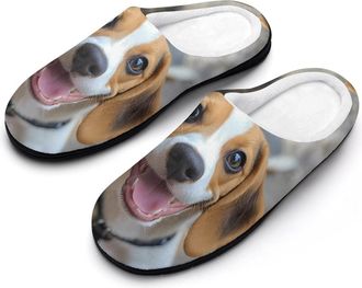 Generic Beagles Dog Fashion Cotton Slippers for Women Memory Foam House Slippers Non-Slip House Bedroom Shoes