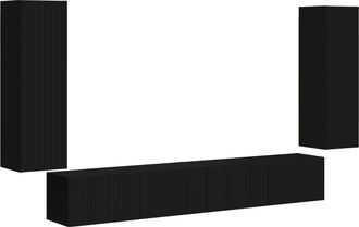 vidaXL Conjunto De Mueble Para Tv De Pared 4 Uds. Negro Vidaxl