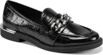 DKNY Ryleigh Chain Embossed Loafer in Black at Nordstrom, Size 5.5