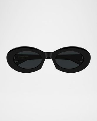 Saint Laurent 52mm Oval Acetate Sunglasses