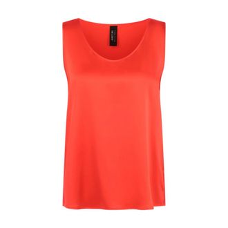 Marc Cain Zijden top met ronde hals - Dames - Tops zonder mouwen - Rood - L - Tops