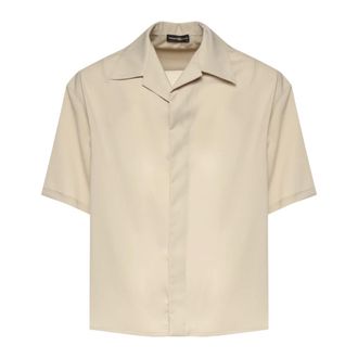 Giuliano Galiano Voltensabbia - Heren - Korte mouwen Overhemden - Beige - 2XL - Katoen - Overhemden