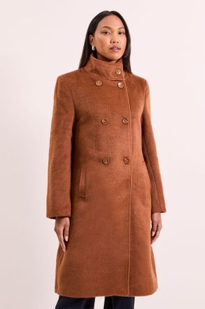 Wallis Womens Principles by Funnel Button Coat - Brown - Size 16 UK