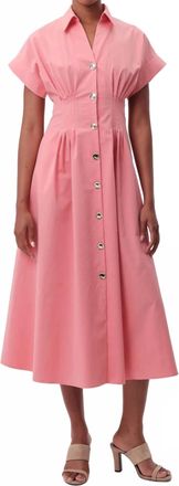 Exquise Reilly Midi Shirt Dress In Pink