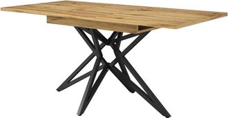 Urban Meuble Mesa comedor extensible efecto madera patas estrella metal negro