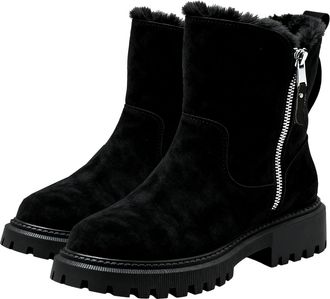 Generic Ankle Boots for Women Wide Fit Suede Walking Shoes Round Toe Waterproof Trekking Boots Lightweight Solid Cowboy Short Booties Comfy Casual Snow Boot