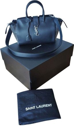 Saint Laurent Black Studded Cabas Tote Bag