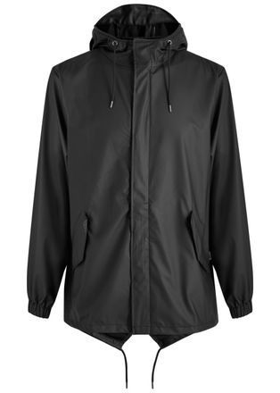 Rains Hooded Rubberised Parka - Black - S