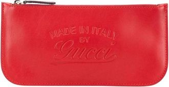 Gucci Pre-owned Leren Ritsportemonnee - Dames - Vintage Accessoires - Rood - ONE Size - Leer - Vintage