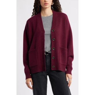 Nordstrom V-Neck Wool & Cashmere Cardigan in Burgundy Field at Nordstrom Rack, Size X-Small