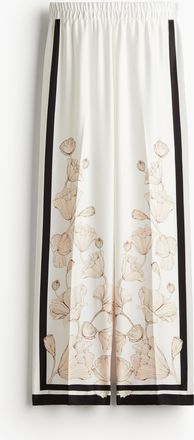 H&M Twillhose mit Print - Weiss/Blumen