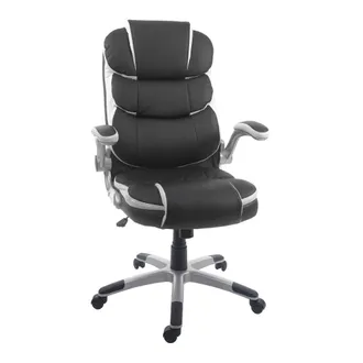 Hhg Hhg - Poltrona Sedia Ufficio Girevole Regolabile 507 Ergonomica Ecopelle Nero