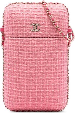 Chanel 2020 Tweed Chain Around Phone Holder crossbodytas - Roze