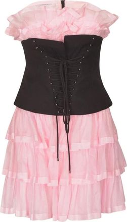 Philosophy di Lorenzo Serafini Mini Jurk - Dames - Feestkleedjes - Roze - S - Katoen - Kleedjes