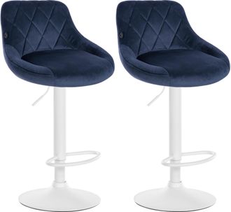 Clp Clp - Set De 2 Taburetes Lazio En Terciopelo Azul Blanco