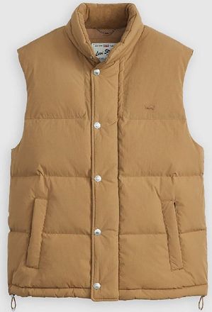 Levi's Mens Levis Rockridge Solid Patterned Snap Button Zipped Pocket Puffer Coat in Ermine - Brown - Size X-Small