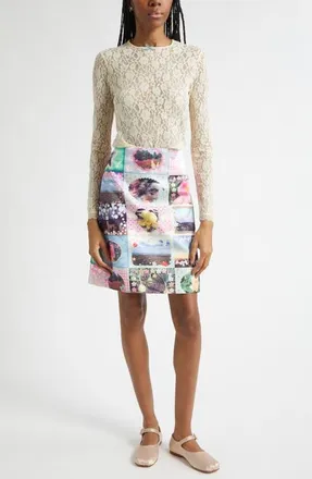 Sandy Liang Scoby Long Sleeve Lace Top in Ivory at Nordstrom, Size Medium