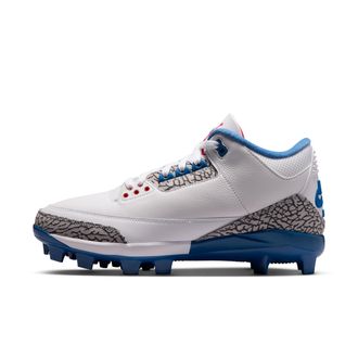 Nike Jordan Mens Jordan 3 Retro MCS True Blue Baseball Cleats in White | FZ8627-101