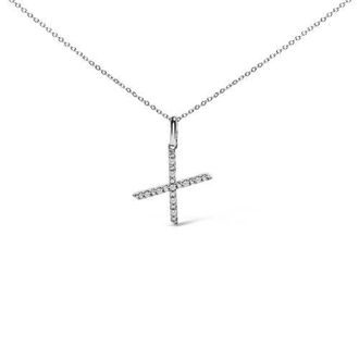 House of Brilliance Sterling Silver Diamond Accent A-Z Initial Pendant Necklace in Sterling Silver |X at Nordstrom