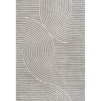 Jonathan Y Designs Hallie High-Low Minimalist Curve Geometric Area Rug in Gray/ivory at Nordstrom, Size 2Ft 0In X 8Ft 0In