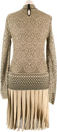 Roberto Cavalli Gold Brocade Pleated Mini Dress Size S