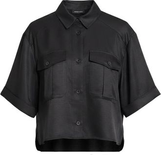 Anine Bing A-07-12487 Cropped Shirt - Dames - Overhemden - Zwart - M - Linnen - Overhemden