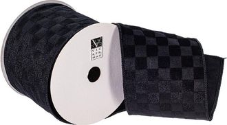 Vickerman 10-Yard Velvet Checkered Satin Wired Ribbon