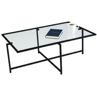 Dmora Dmora - Tavolino da salotto Dheneb, Tavolo basso da caff&egrave;, Portariviste per divano, Ripiano da soggiorno, 94x64h35 cm, Nero, con imballo rinforzato