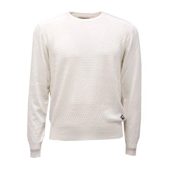 Roy Rogers Round-neck Knitwear, male, White, 2XL, Cotton Crew Neck Jumper