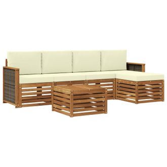 vidaXL Conjunto De Sof&aacute;s De Exterior Con Coj&iacute;n 6 Pcs Natural Y Crema Vidaxl