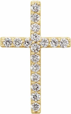 Diamond2Deal 14k Gold 1/6ct Lab-Grown Diamond Petite Cross Pendant