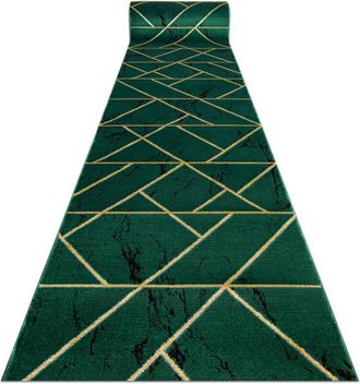 RugsX Alfombra De Pasillo Emerald Exclusivo 1012 Glamour, Elegante M&aacute;rmol, Geom&eacute;trico Botella Verde / Oro 120 Cm Green 120x400 Cm