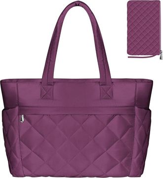 Generic Womens Tote Bag, Puffy Shoulder Bags Lightweight Quilted Handbag with Compartments & Zipper for Mom Teacher, 2025 Fall Winter (Purple,One Size)