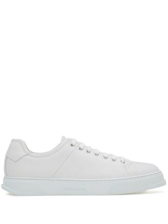 Ferragamo Mens White Leather Sneakers With Logo - Size EU 37