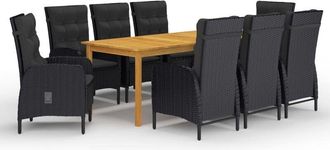 vidaXL Juego De Comedor De Jard&iacute;n De 9 Piezas Negro Vidaxl