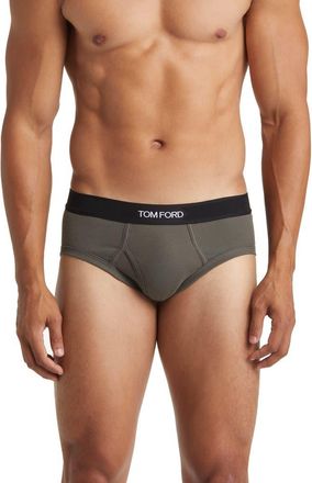 Tom Ford Cotton Stretch Jersey Briefs in 302 Military Green at Nordstrom, Size Xx-Large