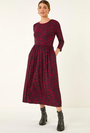 Roman Abstract Spot Stretch Midi Dress