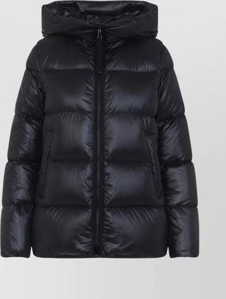 Moncler short parka with hood and quilted design